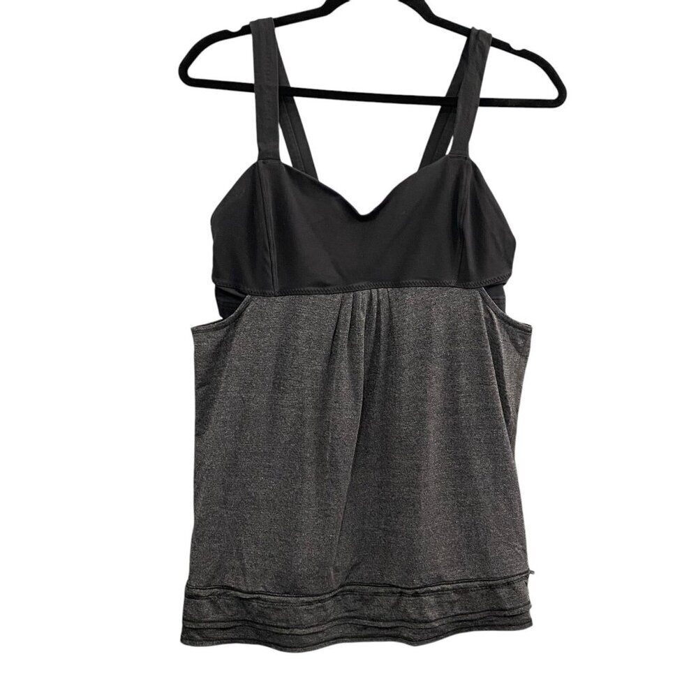 LULULEMON Women Back on Track Tank Top Sz S Black Gray Athleisure Gym 10a-7